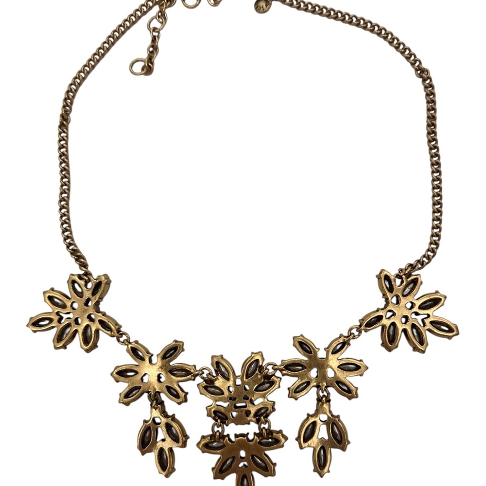 J Crew Rhinestone Leaf Cluster Statement Necklace - image 3